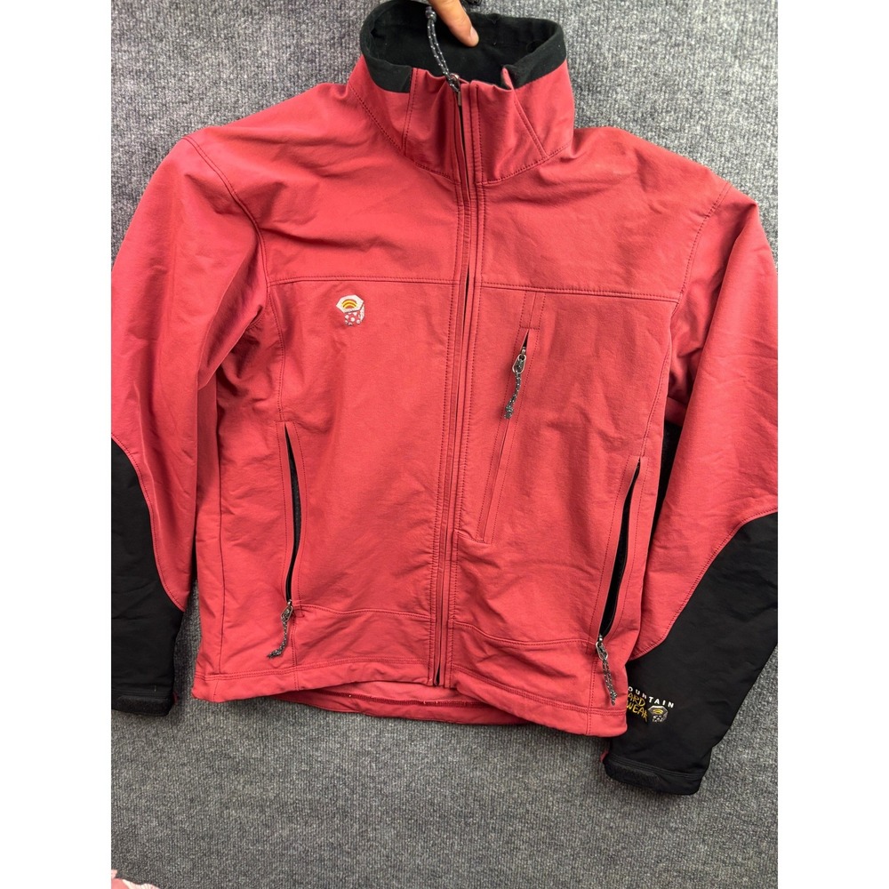 Mountain Hardwear Softshell Jacket Mens Medium Red Black Full Zip OM1571